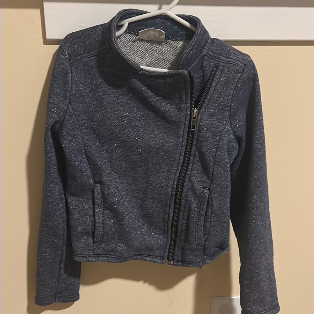 Kids Blue Jacket with Asymmetrical Zipper